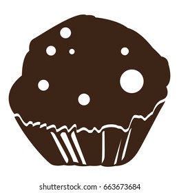 Isolated silhouette of a muffin, Vector illustration