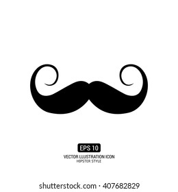 Isolated silhouette of a mustache on a white background with text