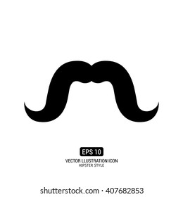 Isolated silhouette of a mustache on a white background with text