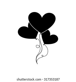 Isolated silhouette of an object on a white background for valentine's day