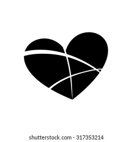 Isolated silhouette of an object on a white background for valentine's day