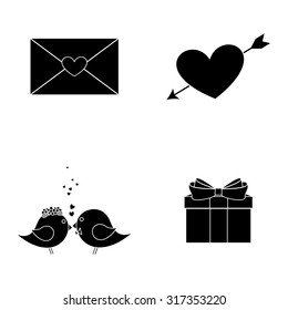 Isolated silhouette of an object on a white background for valentine's day