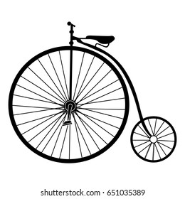 Isolated silhouette of an old bicycle, Vector illustration