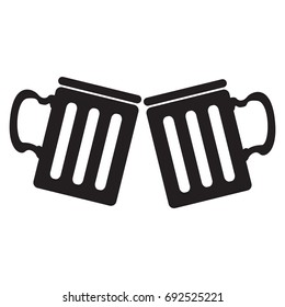 Isolated silhouette of a pair of beer mugs, Vector illustration