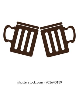 Isolated silhouette of a pair of beer mugs, Vector illustration