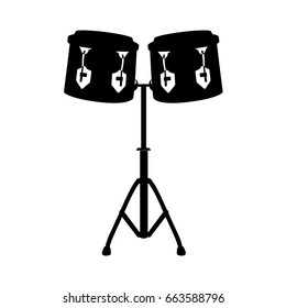 Isolated silhouette of a pair of drums, Vector illustration