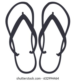 Isolated silhouette of a pair of sandals, Vector illustration