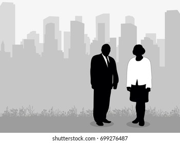  isolated, silhouette of people, flat style