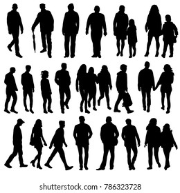  isolated silhouette people go, collection