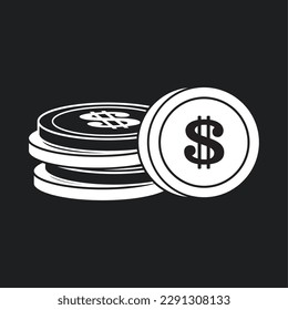 Isolated silhouette of pile of roulette coins Vector
