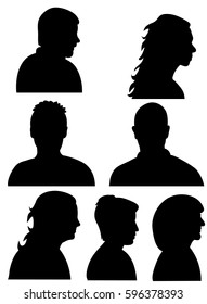  isolated silhouette portrait, collection, male and female