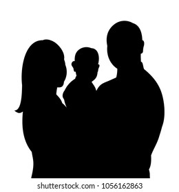 isolated silhouette portrait family with children