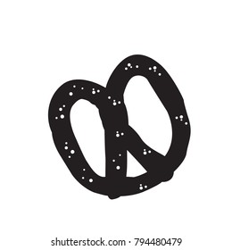 Isolated silhouette of a pretzel, Vector illustration