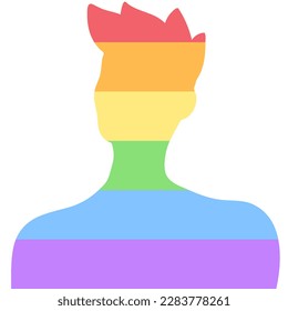 Isolated silhouette of pride young man with stylish hairstyle. LGBT  isolated vector