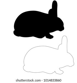  isolated silhouette of a rabbit, outline of a rabbit