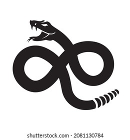 Isolated silhouette Rattlesnake flat logo icon vector	
 svg