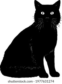 Isolated silhouette of a realistic cat Vector