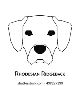 Isolated silhouette of a Rhodesian Ridgeback on a white background