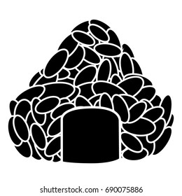 Isolated silhouette of a roll of onigiri, Vector illustration