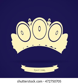 Isolated silhouette of a royal crown, Vector illustration