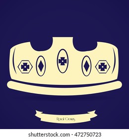 Isolated silhouette of a royal crown, Vector illustration
