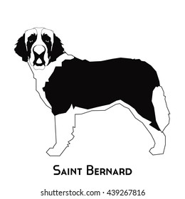 Isolated silhouette of a Saint Bernard on a white background