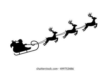 Isolated silhouette of Santa's sledge, black on white