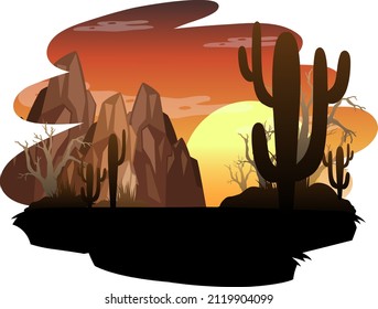 Isolated silhouette savanna forest illustration