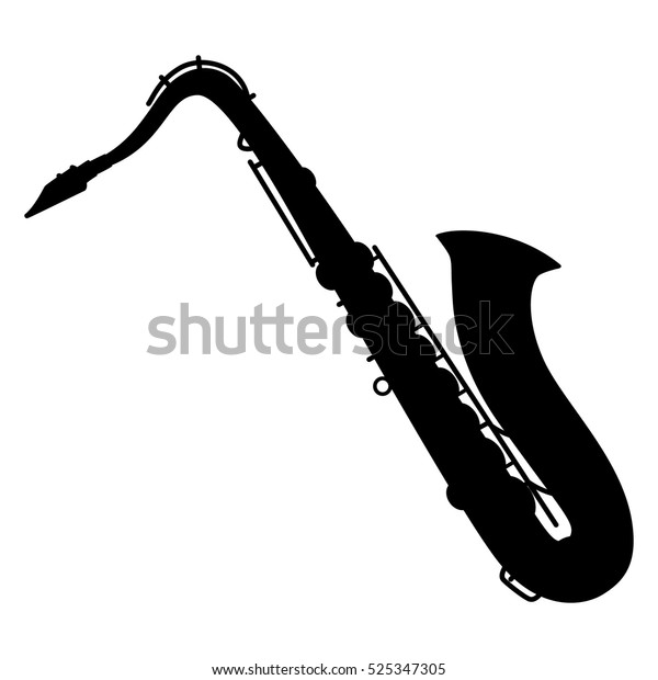 Isolated Silhouette Saxophone On White Background Stock Vector (Royalty