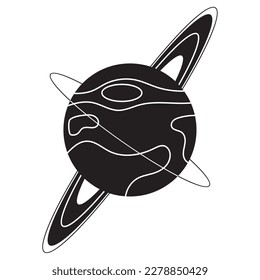 Isolated silhouette of a sci fi fantasy planet icon Vector