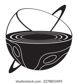 Isolated silhouette of a sci fi fantasy planet icon Vector