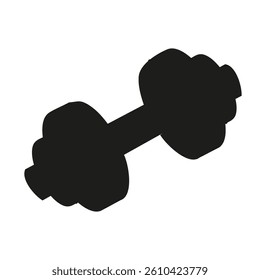 Isolated silhouette of a short dumbbell on a white background