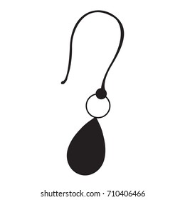 Isolated silhouette of a singular earring, Vector illustration