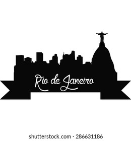 Isolated silhouette of a skyline of Rio de Janeiro and its monuments. Vector illustration