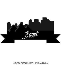 Isolated silhouette of a skyline of some egyptian cities and its monuments. Vector illustration