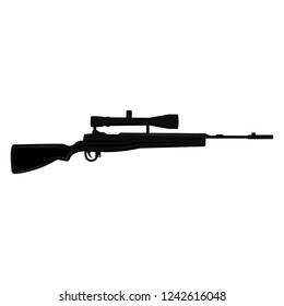 Isolated silhouette of a sniper rifle. Vector illustration design