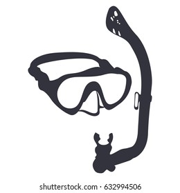 Isolated silhouette of a snorkel mask, Vector illustration