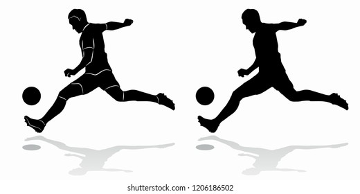 Isolated Silhouette Soccer Player Black White Stock Vector Royalty Free