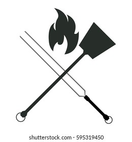 Isolated silhouette of a spatula and a skewer, Vector illustration