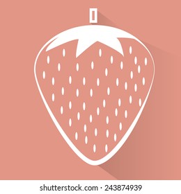 an isolated silhouette of a strawberry on a pink background