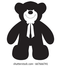 Isolated silhouette of a teddy bear, Vector illustration