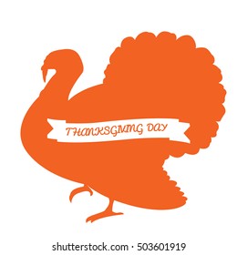 Isolated silhouette of a turkey, Thanksgiving day vector illustration
