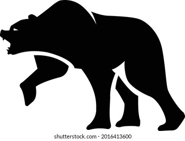 Isolated silhouette. Vector image of a bear. Bearish market.