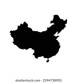 Isolated silhouette vector map of China
