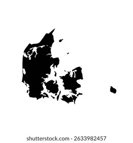 Mapa de vetor de silhueta isolada da Dinamarca