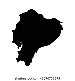 Isolated silhouette vector map of Ecuador
