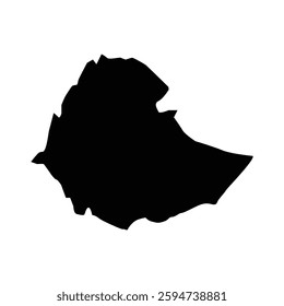 Isolated silhouette vector map of Ethiopia