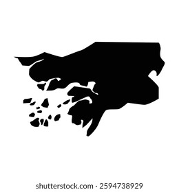 Isolated silhouette vector map of Guinea Bissau