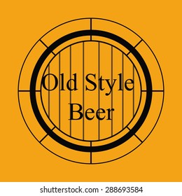 Isolated silhouette of a wooden barrel with text. Vector illustration