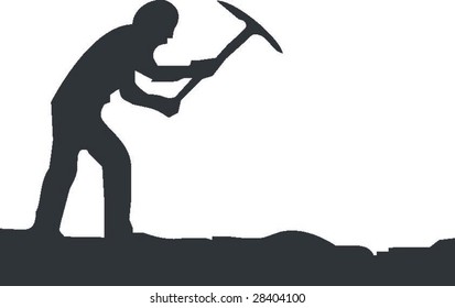 isolated silhouette worker on white background